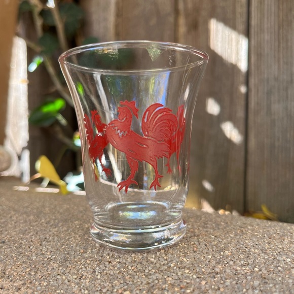 Libby Red Rooster Vintage Set of Chicken Juice Glasses Red Rooster & Cherry Cups - Picture 9 of 12